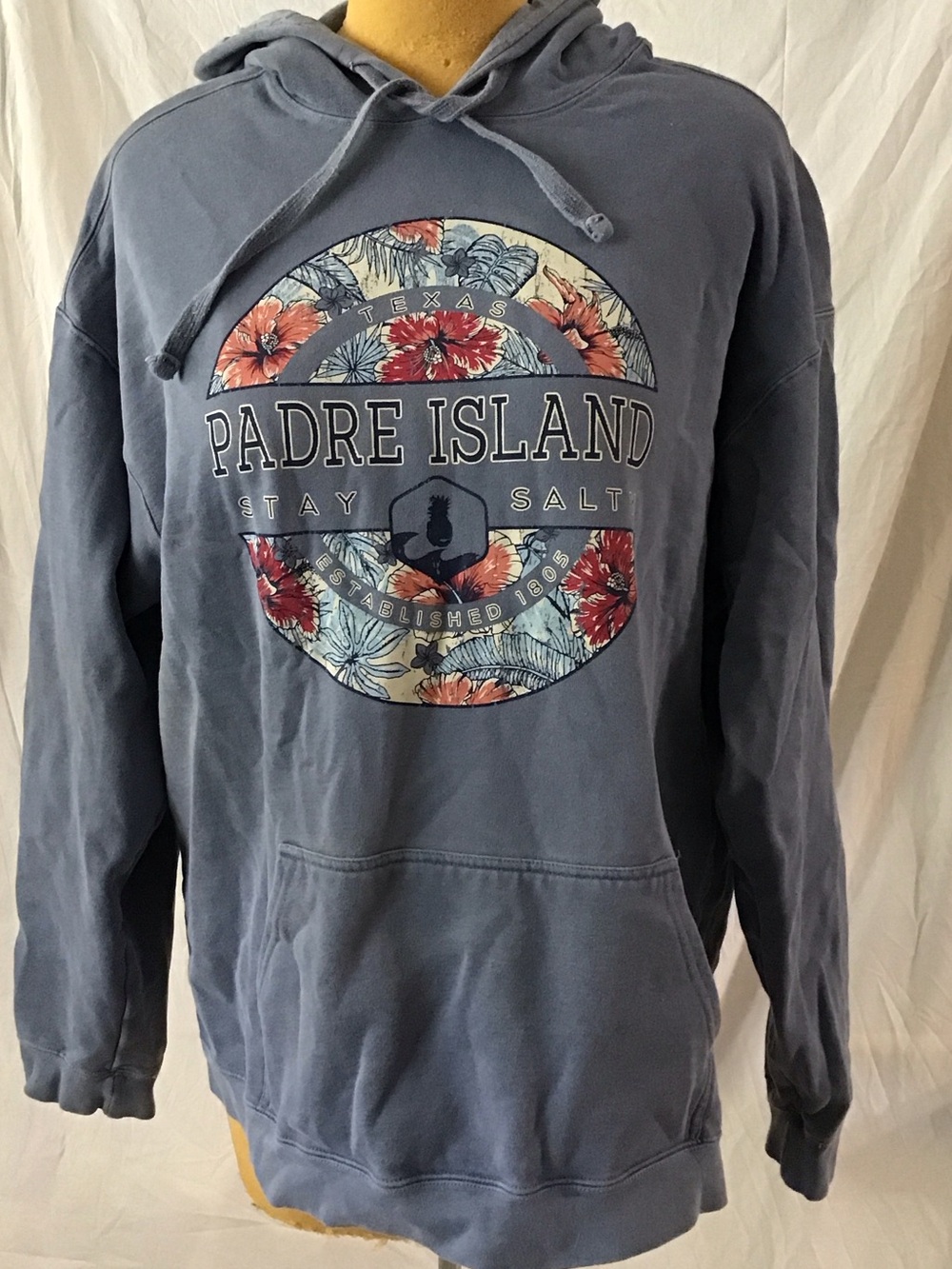 Comfort Colors Blue Padre Island Floral Logo Hoodie